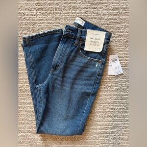 Abercrombie & Fitch Ankle Straight Ultra High Rise Jeans - Blue Wash